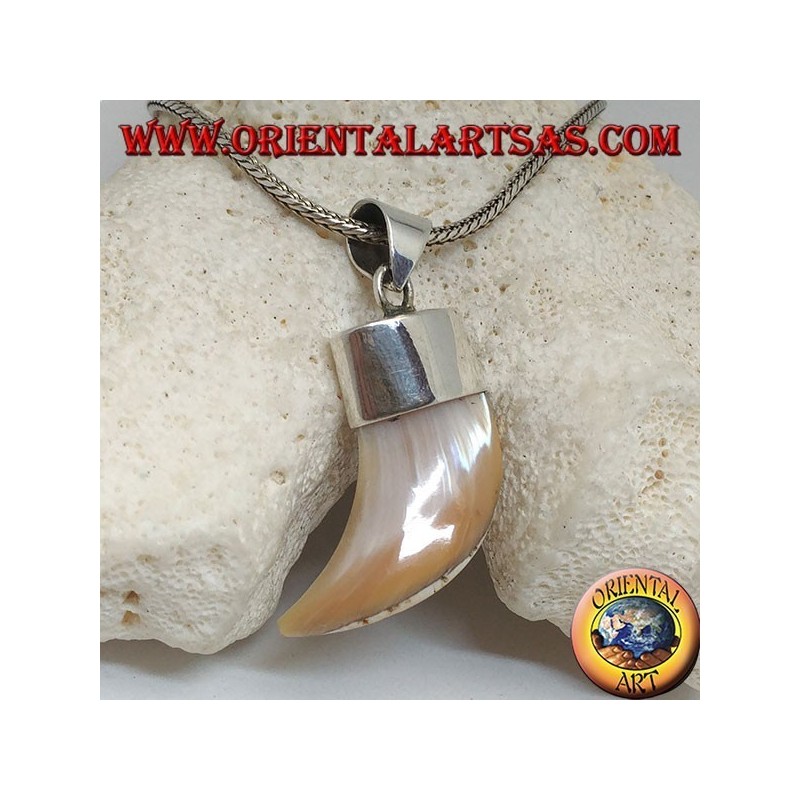 Wide Calliostoma mother-of-pearl silver pendant