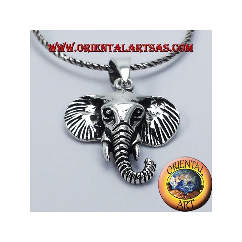 Head Elephant pendant in silver