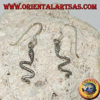 Pendientes de plata con serpiente sinuosa en movimiento.