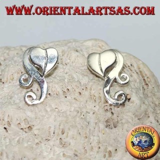 Boucles d'oreilles coeur en argent avec nuage en lobe de style hippie
