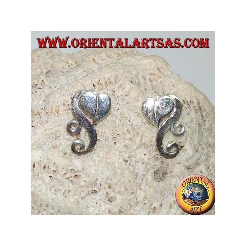 Orecchini in argento cuore con nuvola in stile hippy da lobo