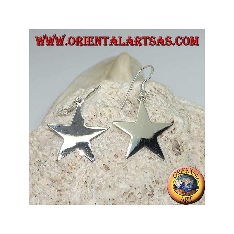 Silver earrings with flat smooth star