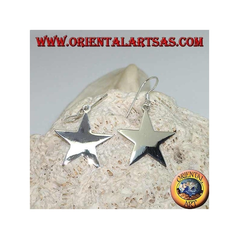 Pendientes de plata con estrella plana lisa