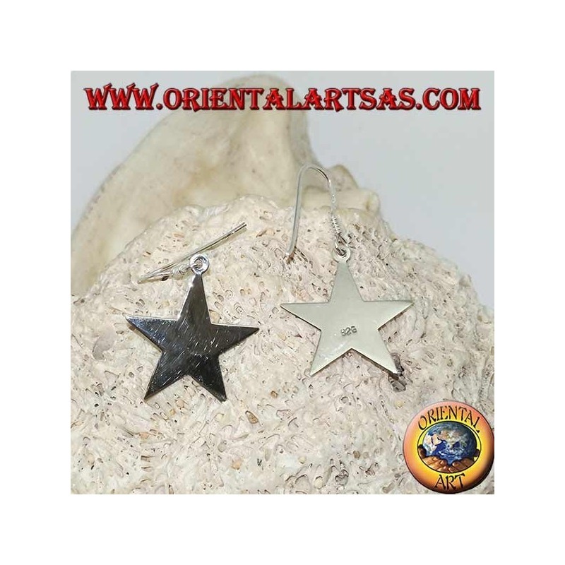 Silver earrings with flat smooth star