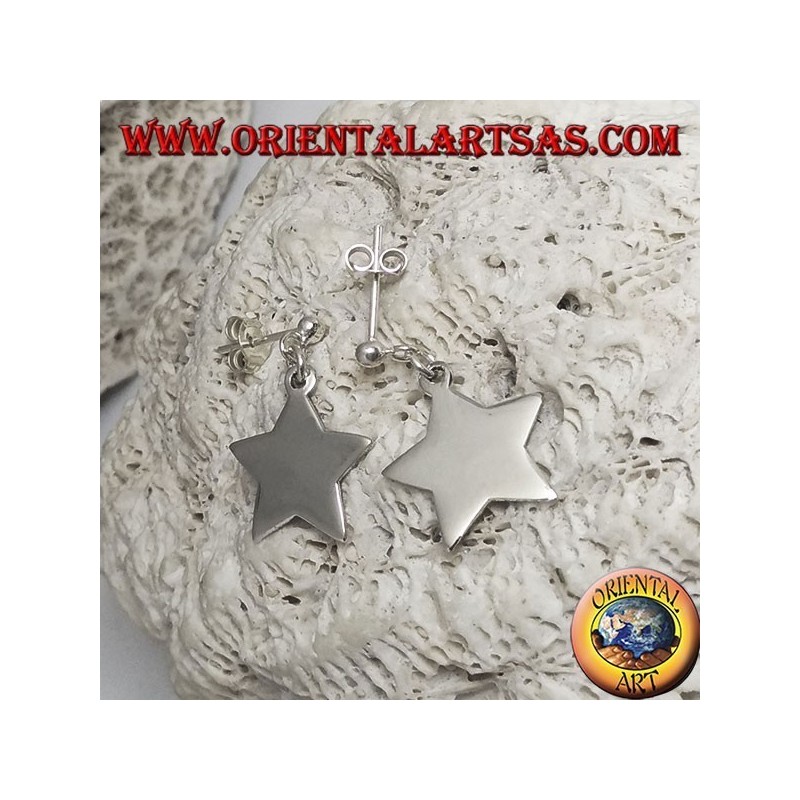 Orecchini in argento con pallina a lobo e stella liscia piatta pendente