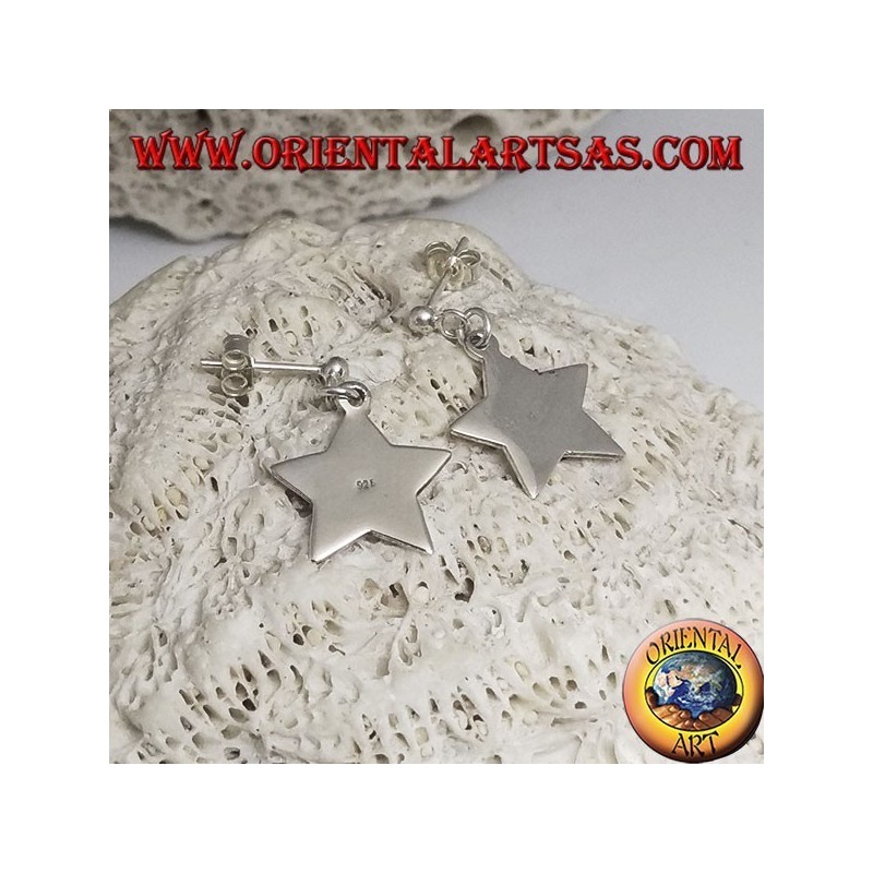 Orecchini in argento con pallina a lobo e stella liscia piatta pendente