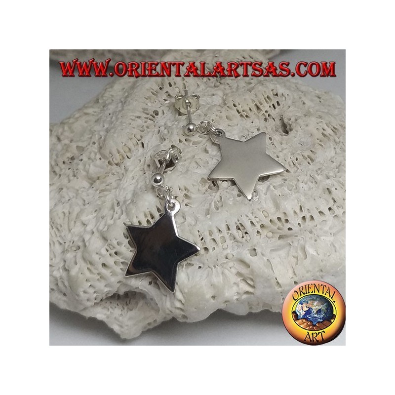 Orecchini in argento con pallina a lobo e stella liscia piatta pendente