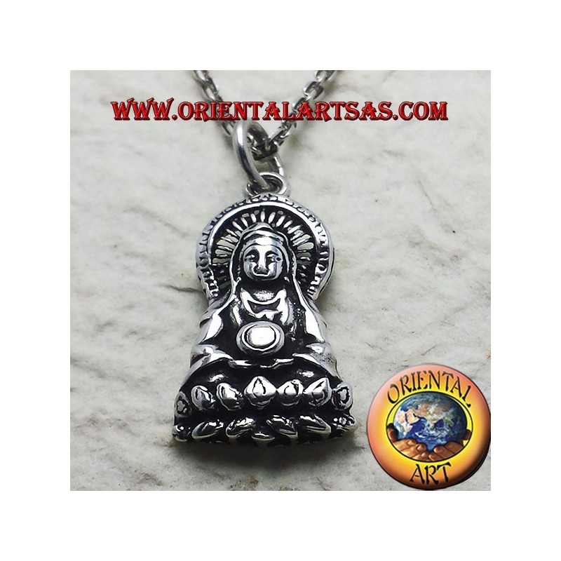 Buddha Anhänger auf Feinsilber Lotus