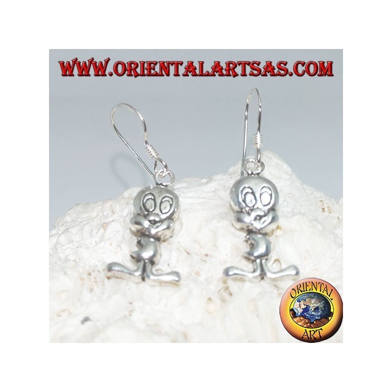 Boucles d'oreilles pendantes en argent en forme de poussin "Tweety"