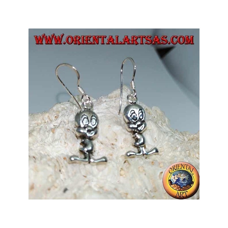 Silver pendant earrings in the shape of a chick "Tweety"