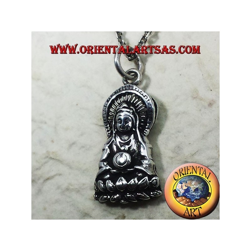 Buddha Anhänger auf Feinsilber Lotus