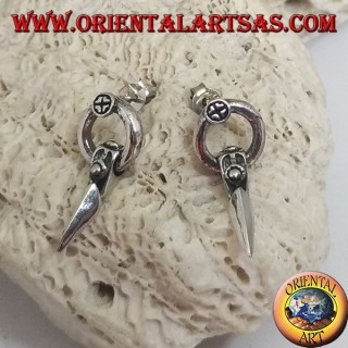 Boucles d'oreilles en argent avec bandeau lobe avec pendentif pointe de lance