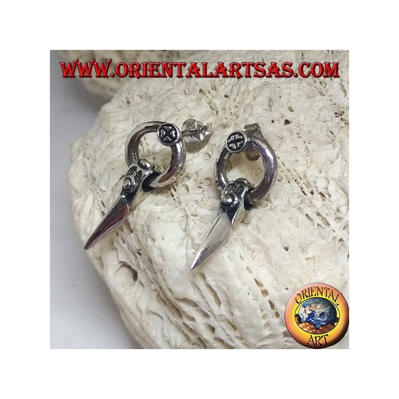 Pendientes de plata con diadema de lóbulo con colgante de punta de lanza