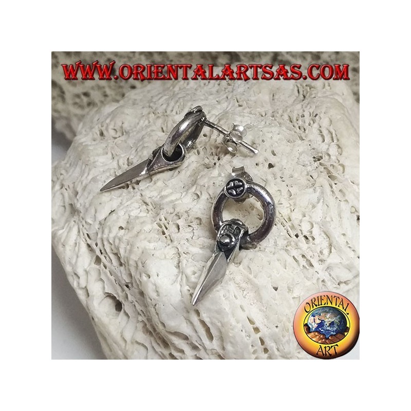 Pendientes de plata con diadema de lóbulo con colgante de punta de lanza