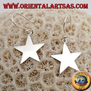 Orecchini in argento pendenti con stella piatta liscia piccola
