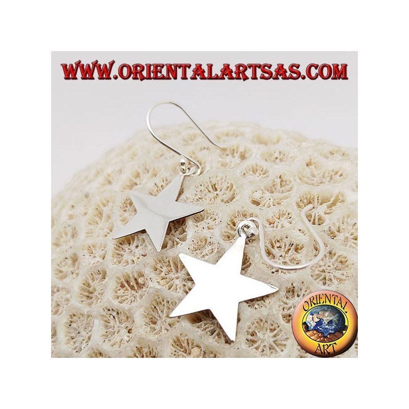 Silver earrings with small smooth flat star
