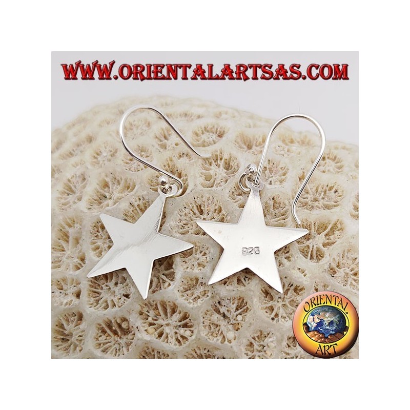 Orecchini in argento pendenti con stella piatta liscia piccola