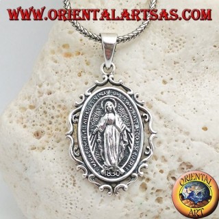 Silver pendant, miraculous medal or medal of Our Lady of Grace of Saint Catherine Labouré
