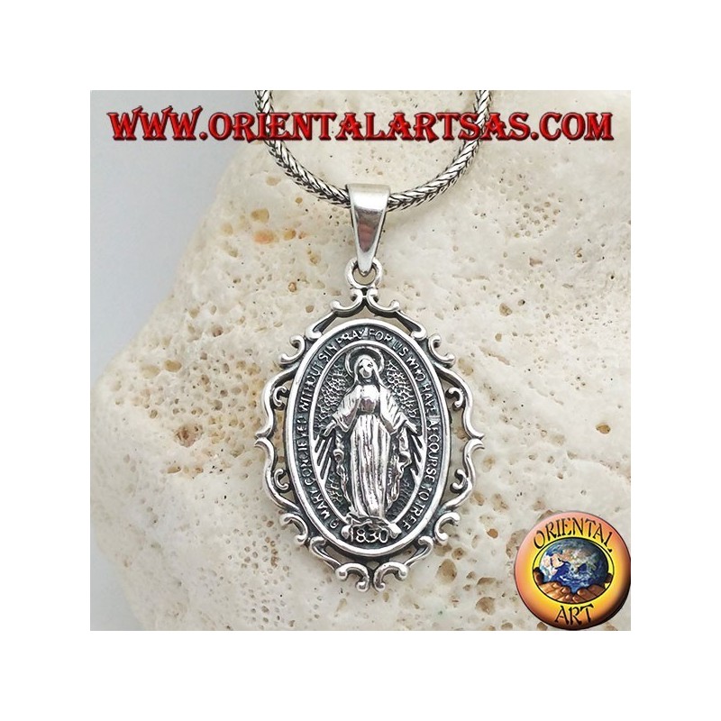 Colgante de plata, medalla milagrosa o medalla de Nuestra Señora de Gracia de Santa Catalina Labouré