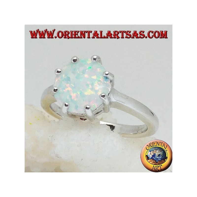 Anillo de plata con múltiples ajustes de ópalo blanco