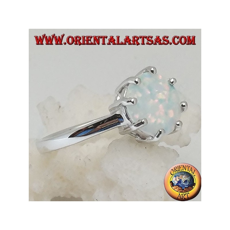Silberring mit mehrfach einstellendem weißem Opal