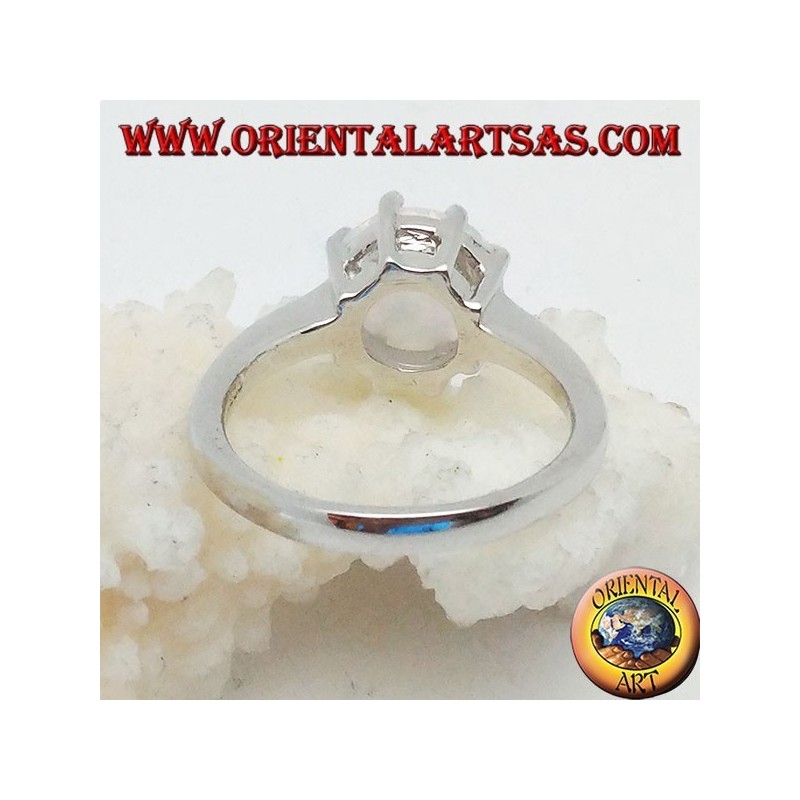 Silberring mit mehrfach einstellendem weißem Opal