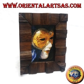 Picture frame with steps in antique teak wood 25x20 cm