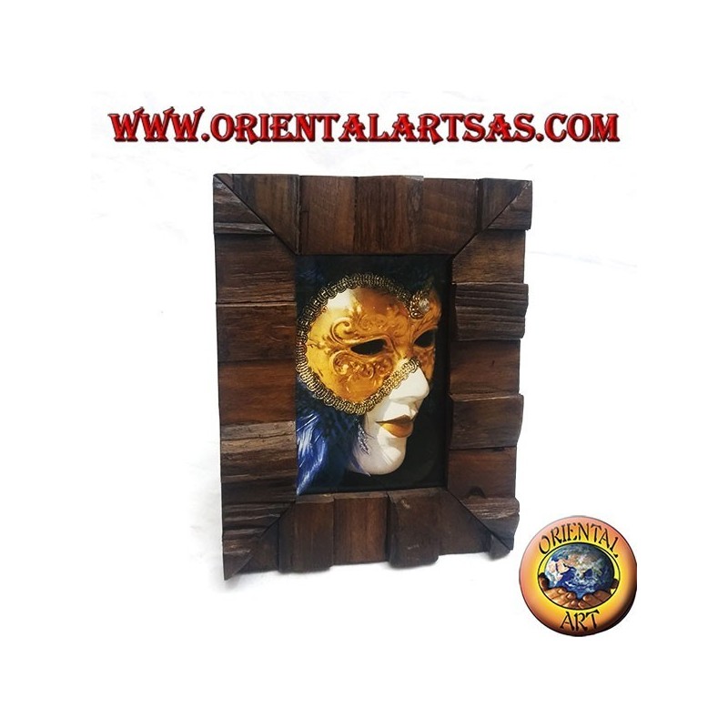 Bilderrahmen mit Stufen aus antikem Teakholz 25x20 cm