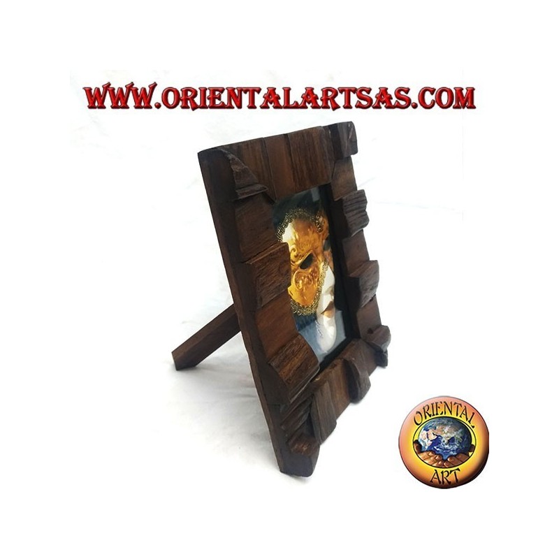 Picture frame with steps in antique teak wood 25x20 cm
