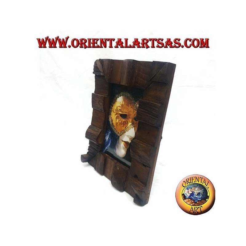 Bilderrahmen mit Stufen aus antikem Teakholz 25x20 cm