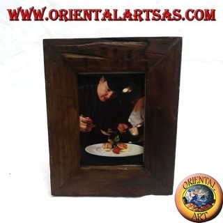  Cornice portafoto in legno di teak antico da 25x20 cm
