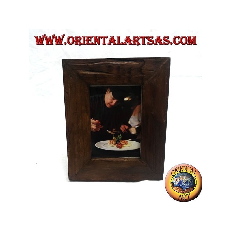 Cadre photo en bois de teck antique 25x20 cm
