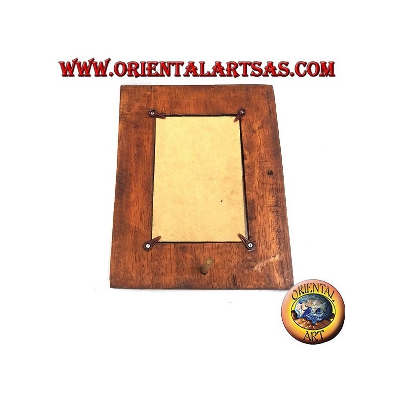 Cornice portafoto con intreccio a quadretti inciso in legno di pino da 25x20 cm