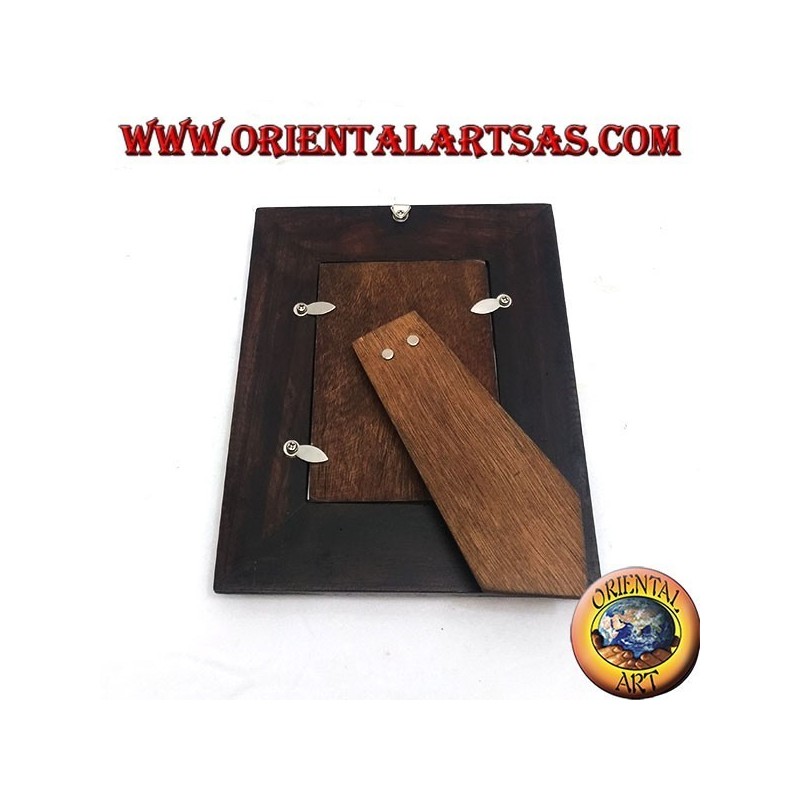 Cadre photo en manguier avec deux inserts en argent 20x16 cm à décor floral