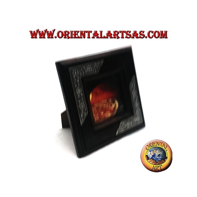 Cadre en manguier carré avec deux inserts argentone décoration florale de 16x16 cm
