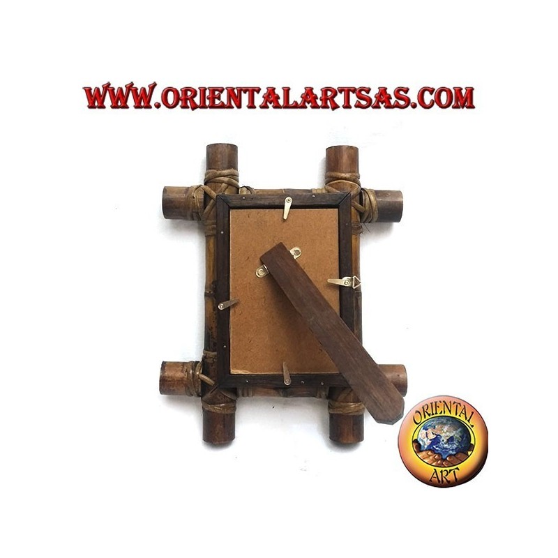 Photo frame in teak wood and with insertion of four 28x23 cm bamboo canes