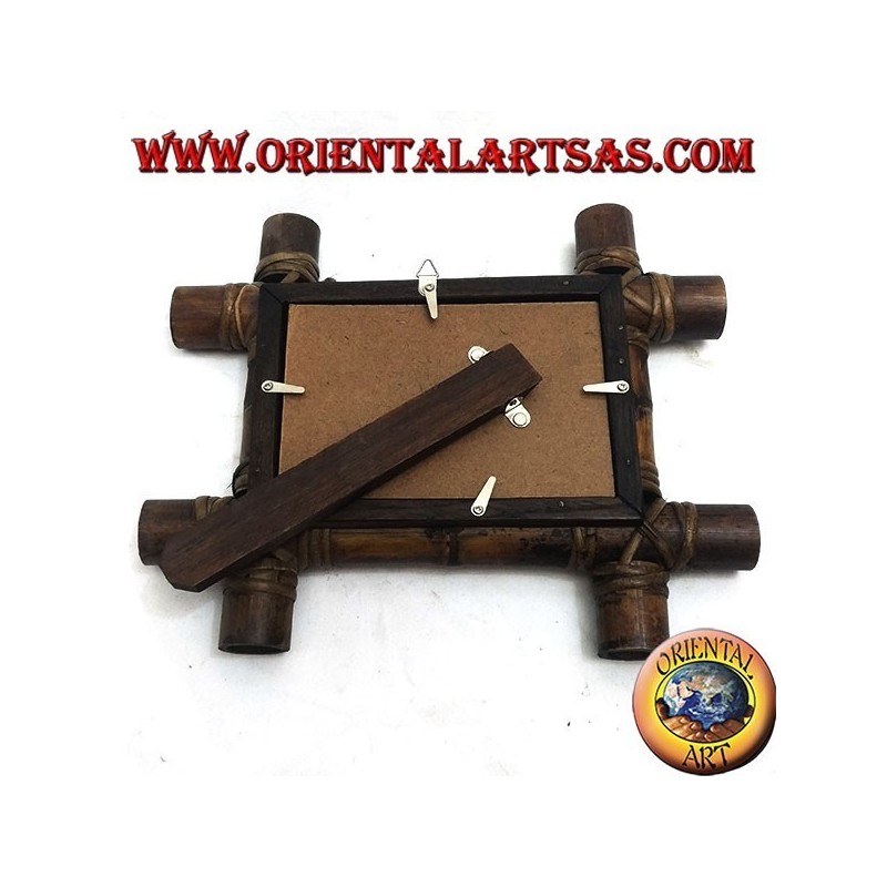 Photo frame in teak wood and with insertion of four 28x23 cm bamboo canes