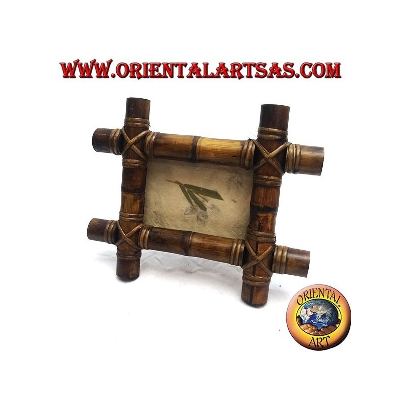 Photo frame in teak wood and with insertion of four 28x23 cm bamboo canes