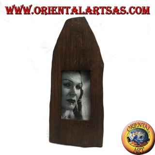 Truncated photo frame with pointed trunk in antique teak wood 35x15 cm