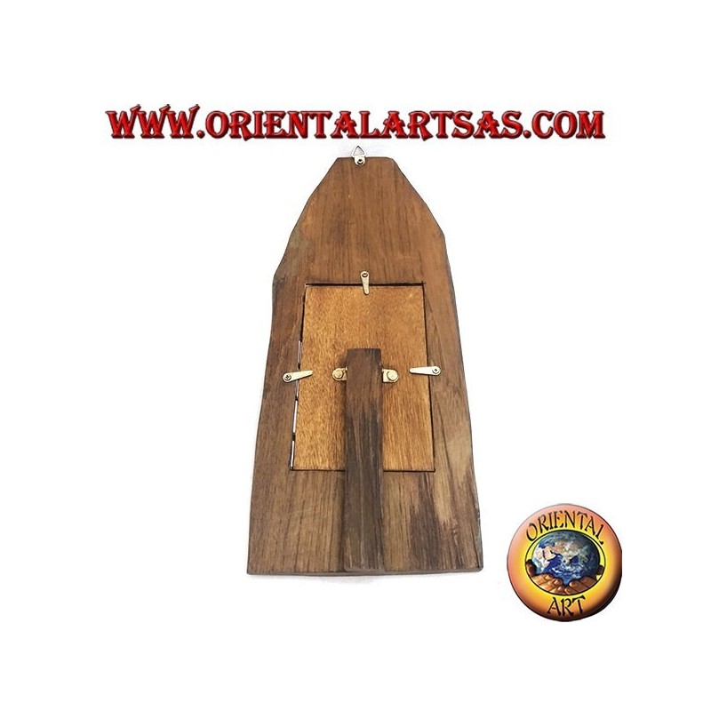 Truncated photo frame with pointed trunk in antique teak wood 35x15 cm