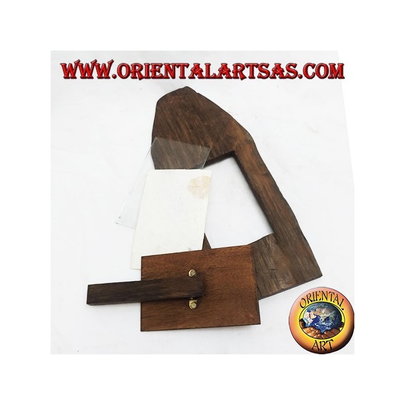 Cornice portafoto a stecca a punta di tronco in legno di teak antico da 35x15 cm