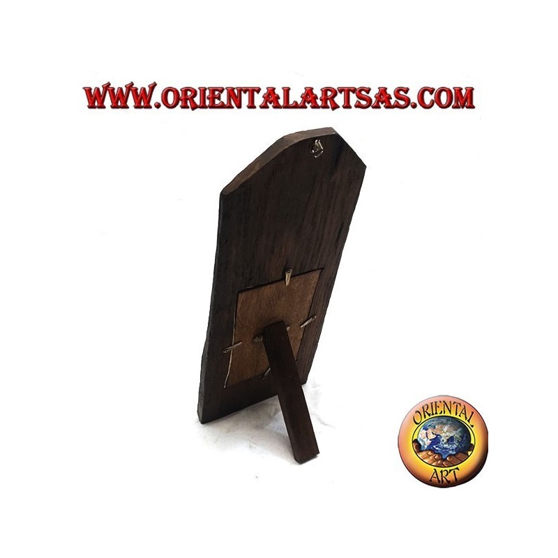 Cornice portafoto a stecca squadrata di tronco in legno di teak antico da 35x15 cm