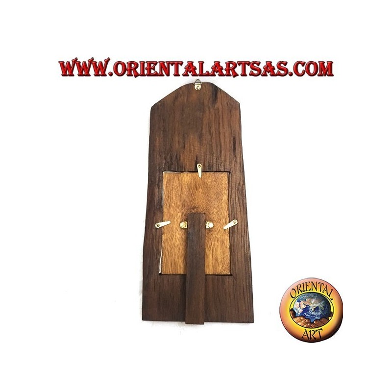 Cornice portafoto a stecca squadrata di tronco in legno di teak antico da 35x15 cm