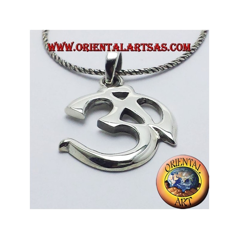 Ciondolo OM Oṁ Óm E Aum Sillaba Sacra in argento