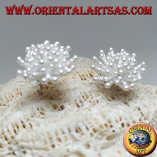 Silberlappenohrringe in Form einer Seeanemone mit Satin-Finish (groß)