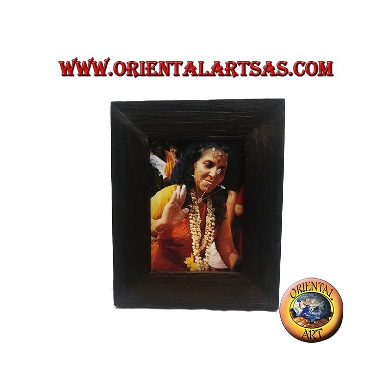 Marco de fotos antiguo de madera de teca 30 x 25 cm