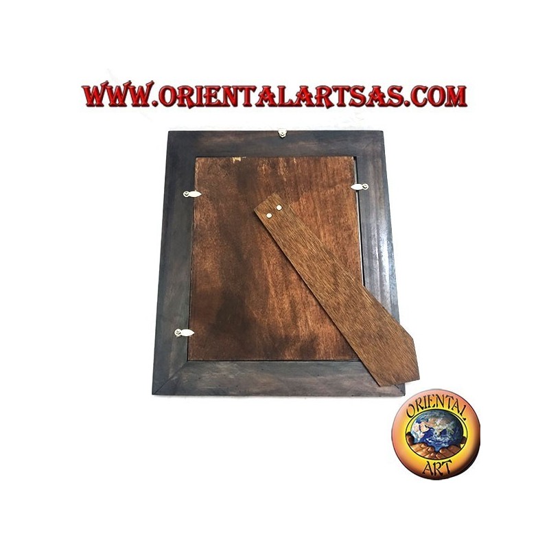 Cornice portafoto in legno di mango con due inserti di argentone a decorazione floreale da 33 x 28 cm