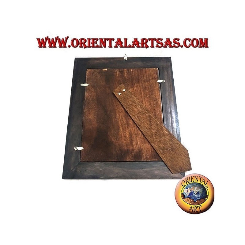 Cadre photo en manguier avec deux inserts argentés à décor floral de 33 x 28 cm