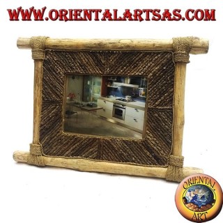 Cadre photo vertical en bois de café et décorations en bâtonnets d'écorce de 35 x 33 cm