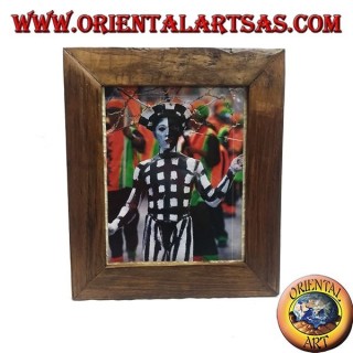 Marco de fotos antiguo de madera de teca 36 x 30 cm